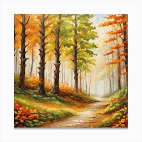 Forest In Autumn In Minimalist Style Square Composition 253 Canvas Print