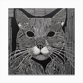 Cat In Black And White Canvas Print