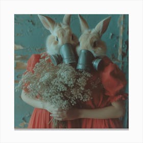 Rabbits In Gas Masks Canvas Print