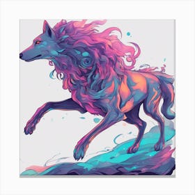 Borzoi Isolate Object, Clean Design, Watercolor, Neon Colors, In The Style Of A Tattoo Design, Epi (4) Kopie Canvas Print