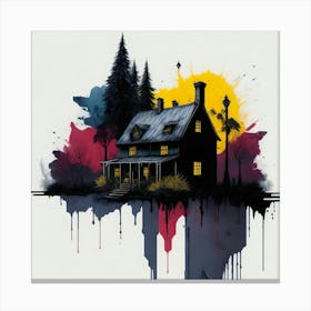 Colored House Ink Painting (91) Canvas Print