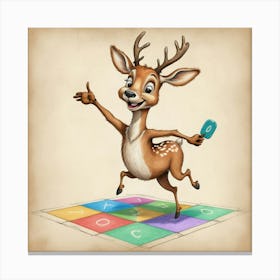 Deer Playing A Game Canvas Print