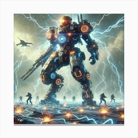 A Sci Fi Depiction Of Helios Vanguard Mech With Emp Resistor Canvas Print