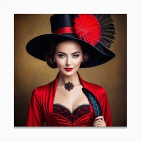 Victorian Woman In Red Hat 9 Canvas Print