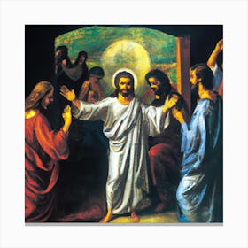 An Impressionist Oil Paint-Jesus Christ And The Disciples Canvas Print