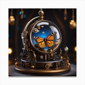 Butterfly In A Glass Globe Canvas Print