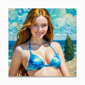 Beautiful Girl In A Bikinibjk Canvas Print