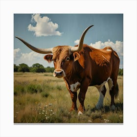 Leonardo Lightning Longhorn Texas Art 2 Canvas Print