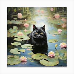Cat In A Pond 1 Canvas Print