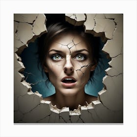 Woman Looking Through A Crack In The Wall Canvas Print