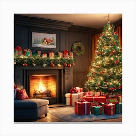 Christmas Tree In The Living Room 110 Canvas Print