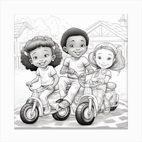Children Riding Scooters Canvas Print