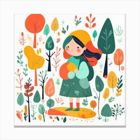 Girl in the forest, whimsical design 10 Canvas Print