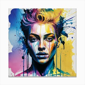 Color Splashed Woman Canvas Print