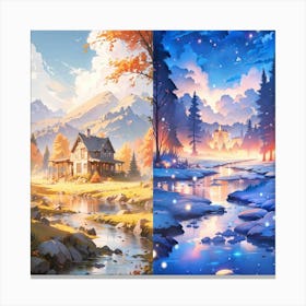 Winter Landscape Painting Canvas Print