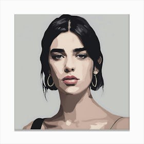 Short black hair and thick brows Canvas Print
