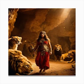 Lions In The Cave Canvas Print