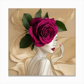 Woman With A Rose Canvas Print