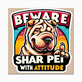 Beware Shar Pei With Attitude Canvas Print