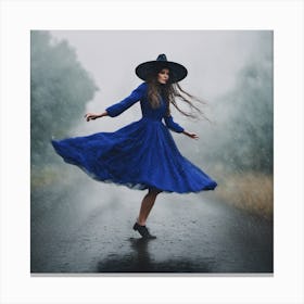 Witch Dancing In The Rain Canvas Print