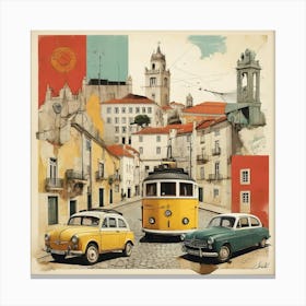 Lisbon Street paintings Canvas Print