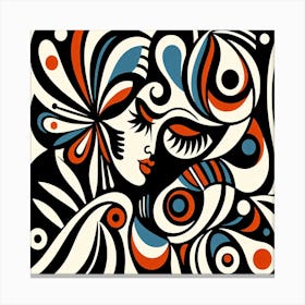 Stirring Picasso Inspired Abstract Female Portrait with Butterfly Canvas Print