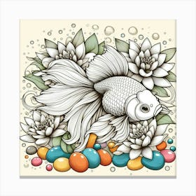 Line Art gold fish 1 Canvas Print