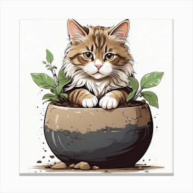 Cat In A Pot 1 Canvas Print