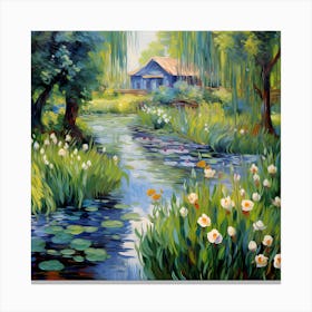 Tranquil Tapestry: Monet's Riverside Dreams Canvas Print