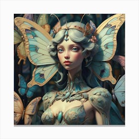 Fairy Girl With Butterflies Canvas Print