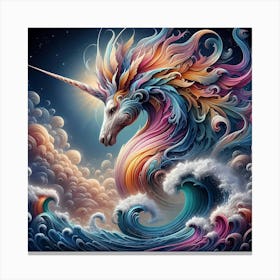 Unicorn In The Ocean Canvas Print