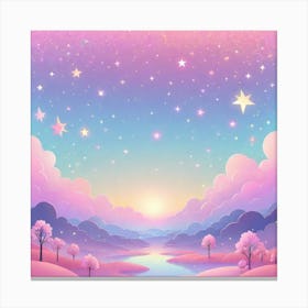 Sky With Twinkling Stars In Pastel Colors Square Composition 19 Canvas Print