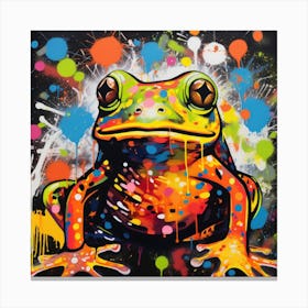 Colorful Frog Splatter 3 Canvas Print