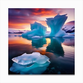 Icebergs At Sunset 21 Canvas Print