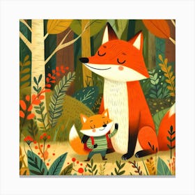 Two Foxes In The Jungle Canvas Print