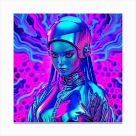 Glossy Neon Futuristic Girl Canvas Print