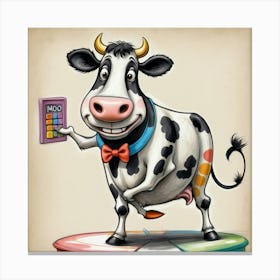 Cow With A Calculator Canvas Print