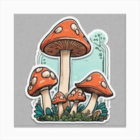 Mushrooms In The Woods Canvas Print
