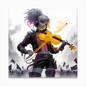violinist cyborg cyberpunk vector illustration Canvas Print