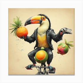 Toucan On A Bike 1 Canvas Print