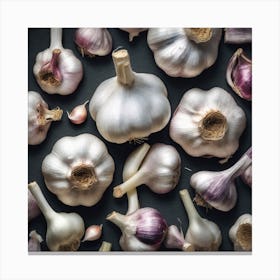 Garlic Cloves On Black Background 2 Canvas Print