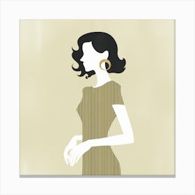 Woman In Green Stripes (4) Canvas Print