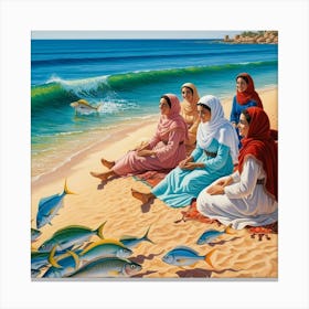 Create Sea And Fish And People (2) Canvas Print