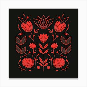 Red Floral Pattern Canvas Print