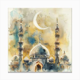 Watercolor Of A Mosque 2 Canvas Print