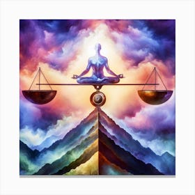 Meditating Man On The Scales Canvas Print