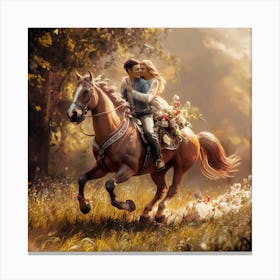 Bride Riding A Horse Canvas Print