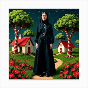 Woman In A Black Dress Canvas Print