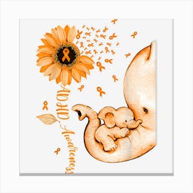 Adhd Awareness Elephant Mom Orange Sunflower Ribbon Canvas Print