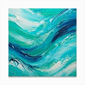 Abstract Turquoise Waves Embracing A Fresh Nautical Texture Gently Lapping Across The Canvas Blend (2) Canvas Print